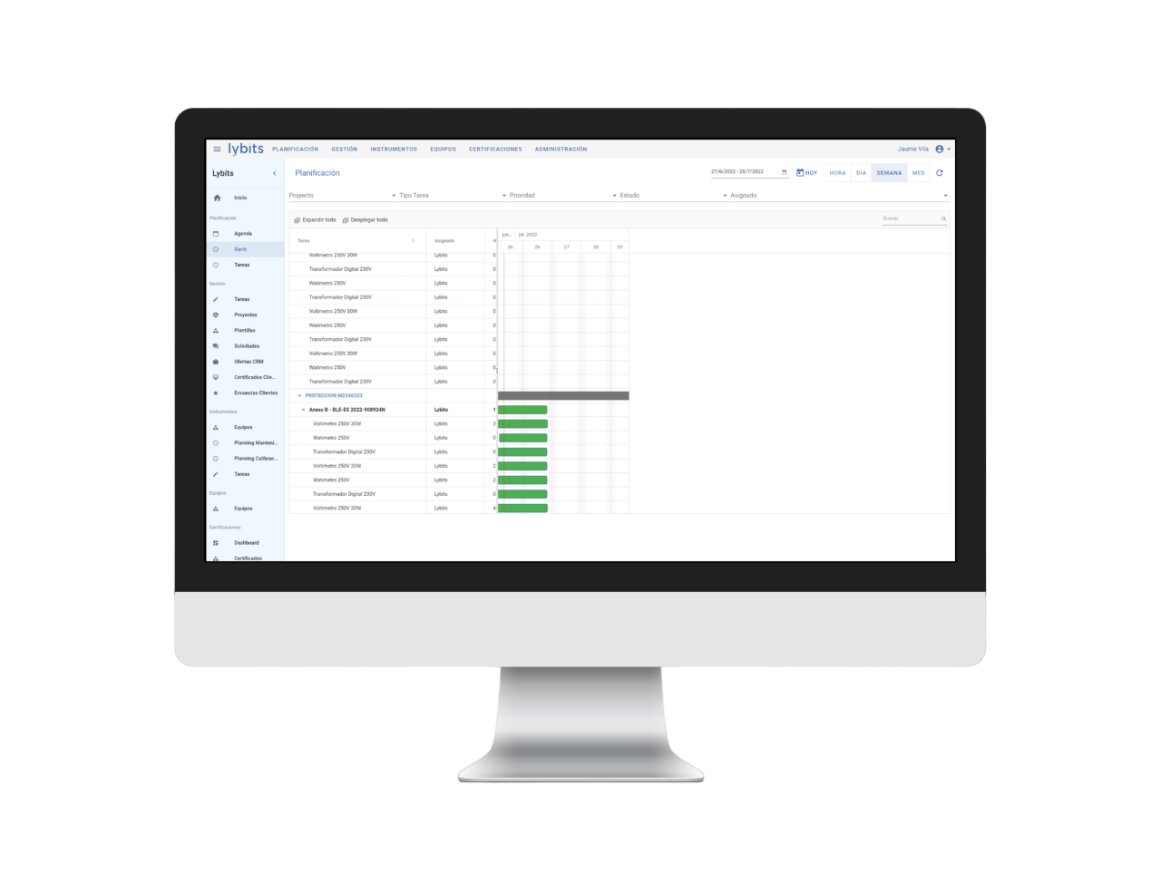 Planificador de proyectos y equipos — Dezac